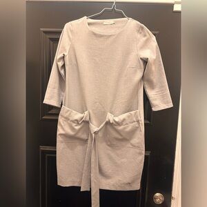 Cocomore Light Grey Cotton Tie-Waist Mini Dress | Size 36 (S)